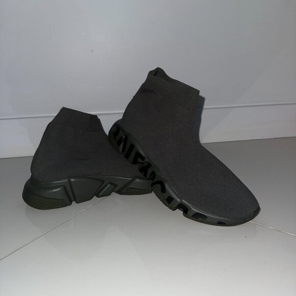 Balenciaga Speed 2.0 LT Sock Sneakers – Dark Olive Green/Black Logo (Size US 10) - Picture 2 of 7